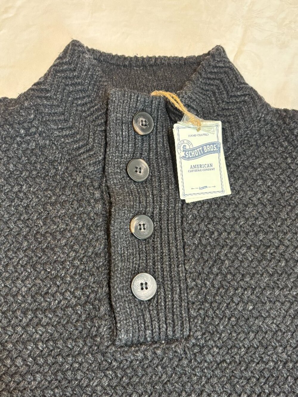 Schott Bros. Men's Funnel Neck Military Sweater
